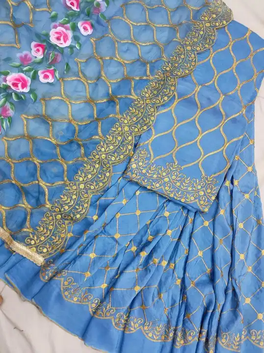 Upada silk suit with organza dupatta  uploaded by Manish sales on 6/23/2023