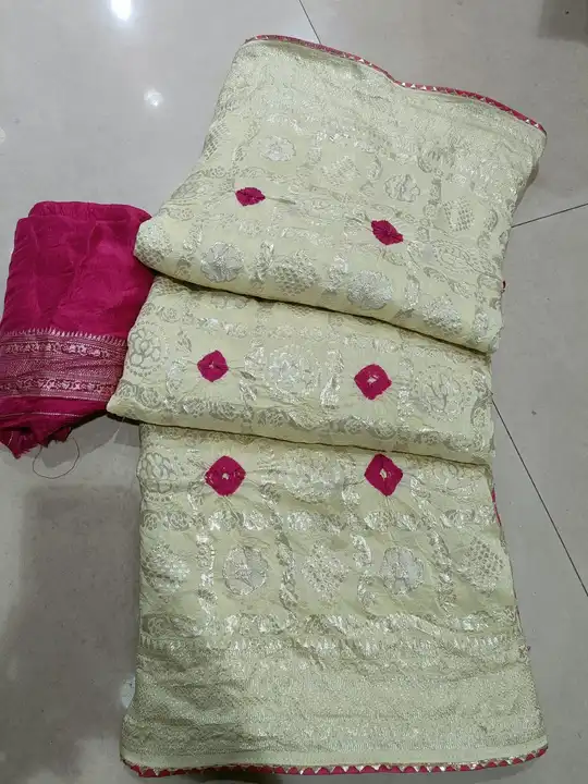 🔱🔱🔱🔱🔱🔱🔱
👉Saree Pure Rasiyan Silk
👉All Over Fancy Hand Tye Bhandej
👉 Contrast Zari Border B uploaded by Gota Patti manufacturing on 6/23/2023