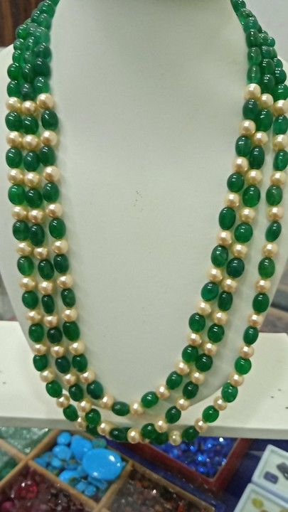 Green beads uploaded by Navratan gems and pearls on 3/14/2021