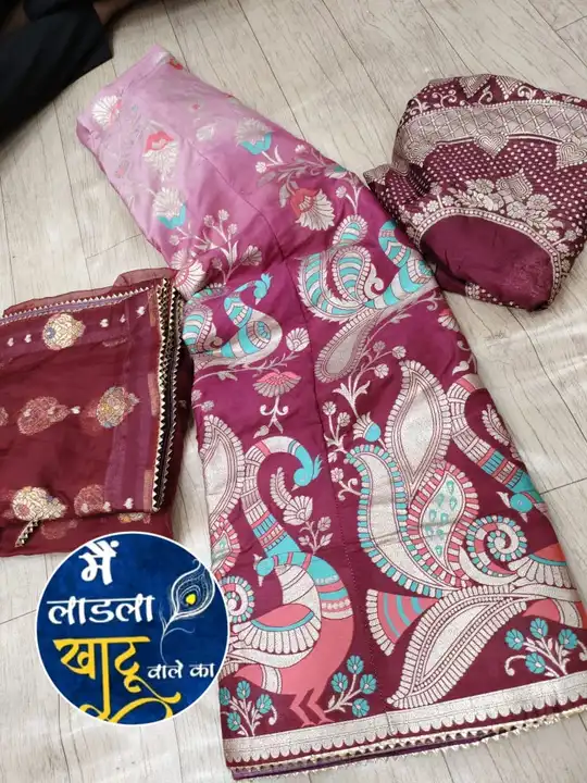 *😀😀Beautiful Lahenghas*😀😀
For This Wedding Season

*Pure  Banarasi Dolo silk langha & jari wark  uploaded by Gotapatti manufacturer on 6/24/2023
