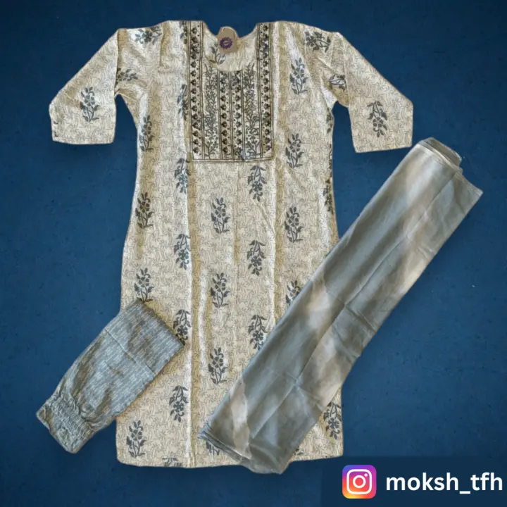 Maslin Kurtis with Pant & Dupatta uploaded by business on 6/24/2023