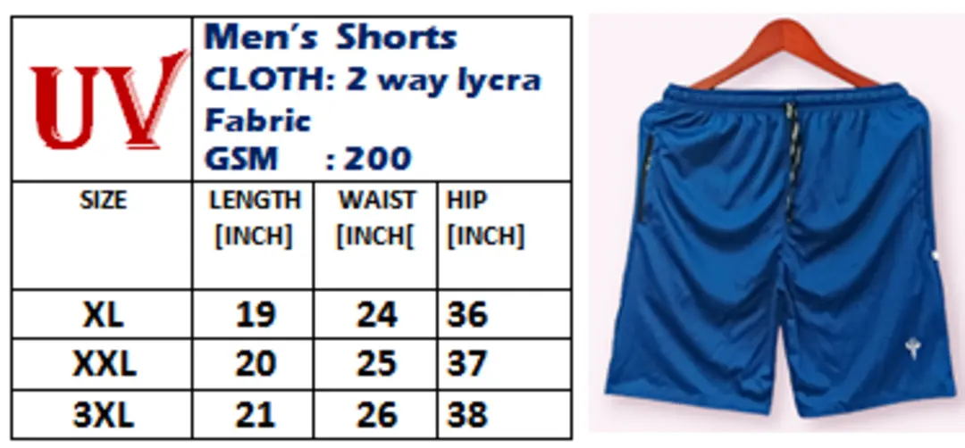 LYCRA shorts. fabric 2 way Lycra. modal : 2 side jip pocket Shorts  uploaded by Sunbird garments on 6/24/2023
