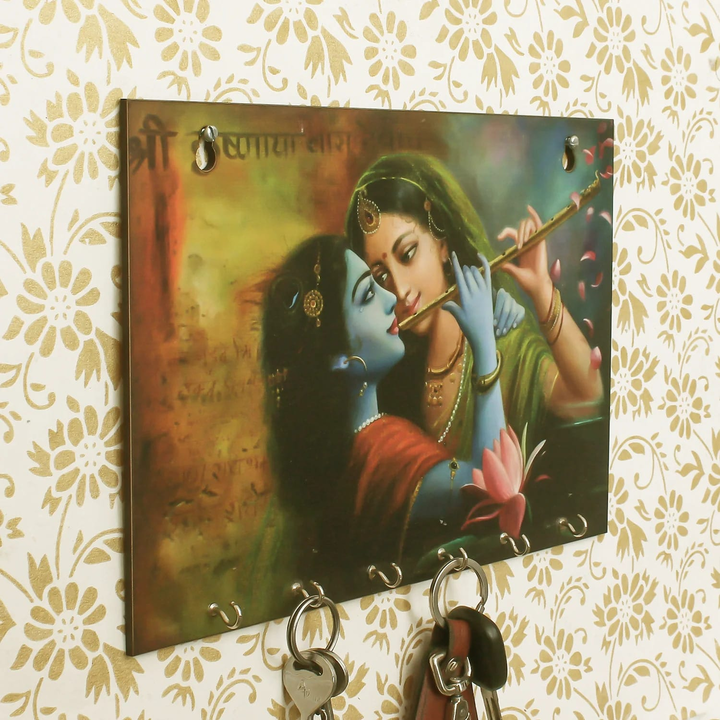 🪈🪈Multicolor Radha Krishna Playing Flute Theme Wooden Key Holder with 6 Hooks
 uploaded by Home decor on 6/24/2023