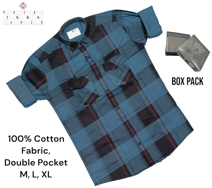 ♦️♣️1KKA♥️♠️ EXCLUSIVE BOX PACKING DOUBLE POCKET SHIRTS FOR MEN uploaded by Kushal Jeans, Indore on 6/24/2023