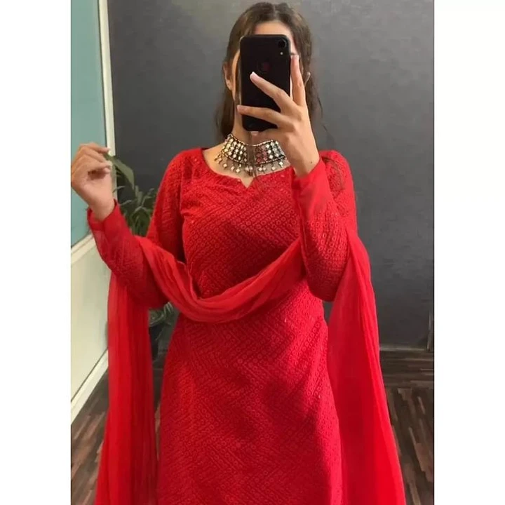 Red kurti set uploaded by DR brand on 6/24/2023