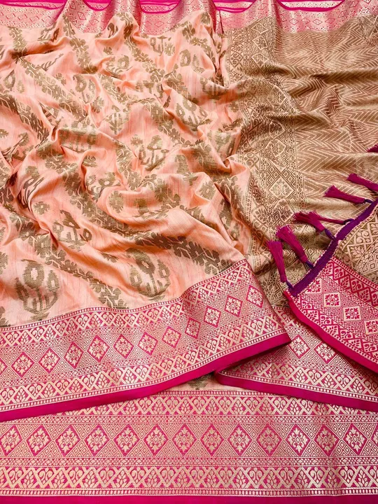Soft silk with gold zari weaving designer pallu uploaded by Suyukti fab on 6/24/2023