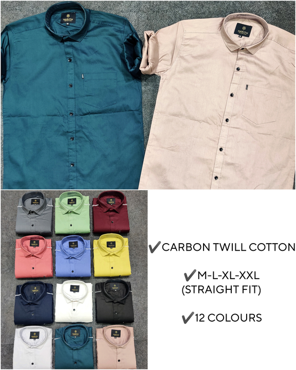 HARITH MEN'S CARBON TWILL COTTON PLAIN SHIRTS uploaded by Siddhi Garments on 6/24/2023