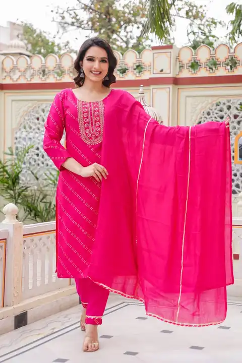 Embroidery a line kurti pent with dupatta  uploaded by business on 6/24/2023