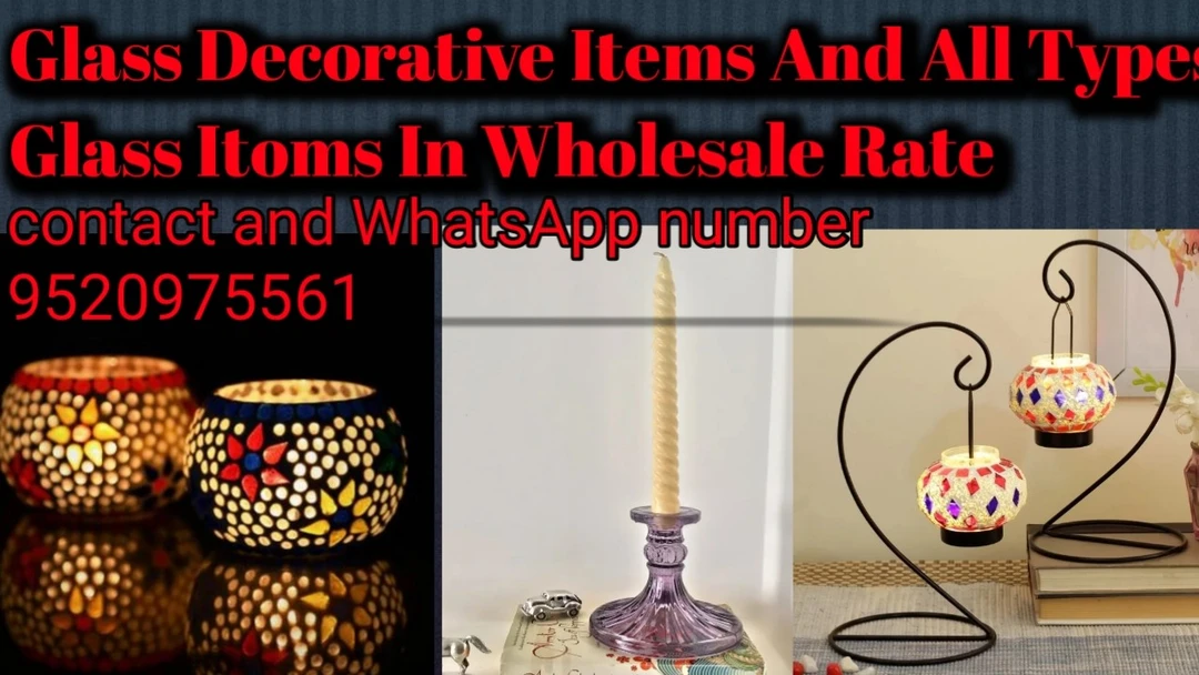 Visiting card store images of Glass decorative items and all types glass itoms