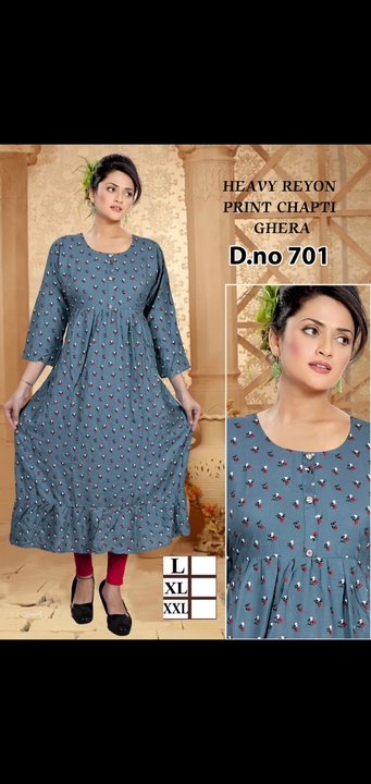 Ghera kurtis long fancy printed embroidery work coller half seleves uploaded by Radha Creation , Maira sales for Readymade items on 6/24/2023