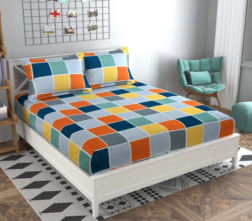 Elastic fitted bedsheet with pillow cover  uploaded by Shree shyam enterprises on 6/24/2023