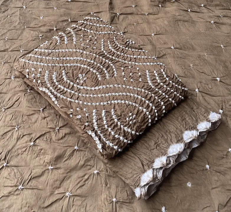 Cotton satin Bandhani dress materials  uploaded by Jayshree creation on 6/24/2023