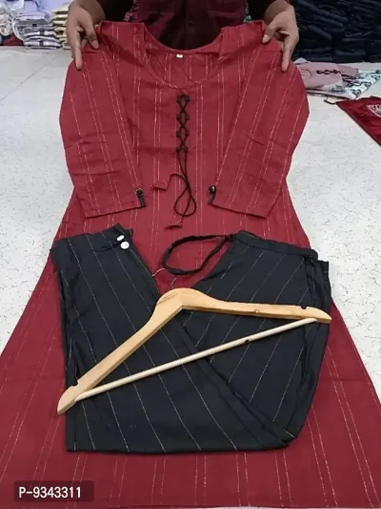 Cotton khadi kurti with pant uploaded by Grocery on 6/24/2023