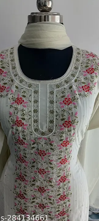 Hand work ladies suits with Salwar And Dupatta Inner Attached uploaded by YAMEEN ZARI ART on 6/24/2023