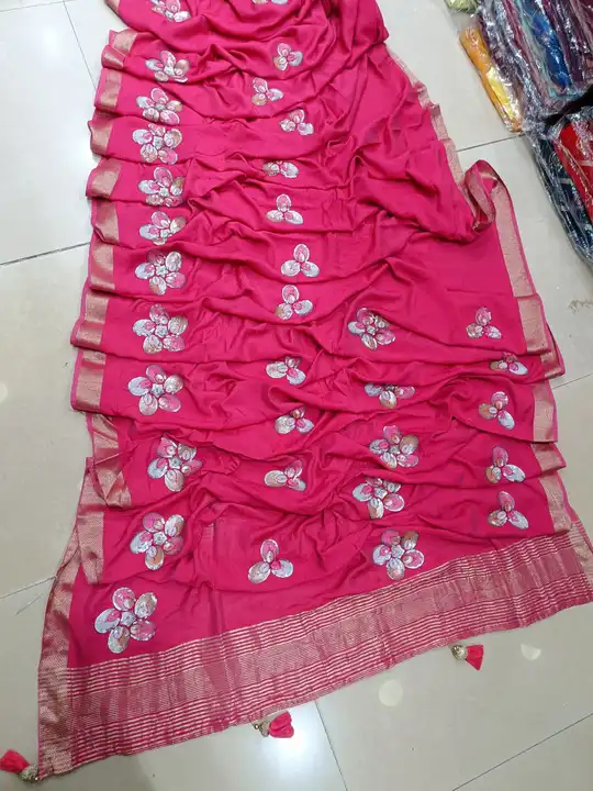 🔱🔱🔱🔱🔱🔱🔱
👉Saree Pure Rasiyan Silk
👉All Over Zari Border and Chit Pallu 
👉All Over Fancy 3 S uploaded by Gotapatti manufacturer on 6/25/2023
