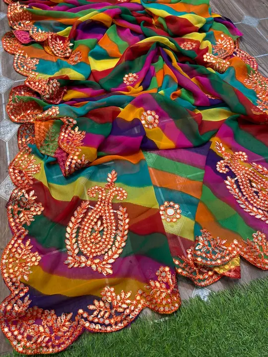 New Launching mothda   saree

🦚60 grm   fabric mothda saree

🦚  Beautiful resam and gotta patti wo uploaded by Gotapatti manufacturer on 6/25/2023