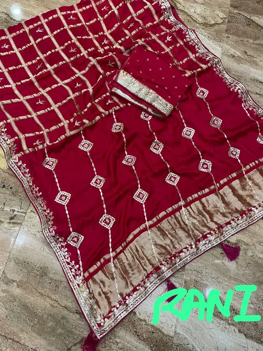 *Pure Gaji Silk 
👉100% original quality

👉pure gotta patti hand work border 

👉pallu gotta patti  uploaded by Gotapatti manufacturer on 6/25/2023