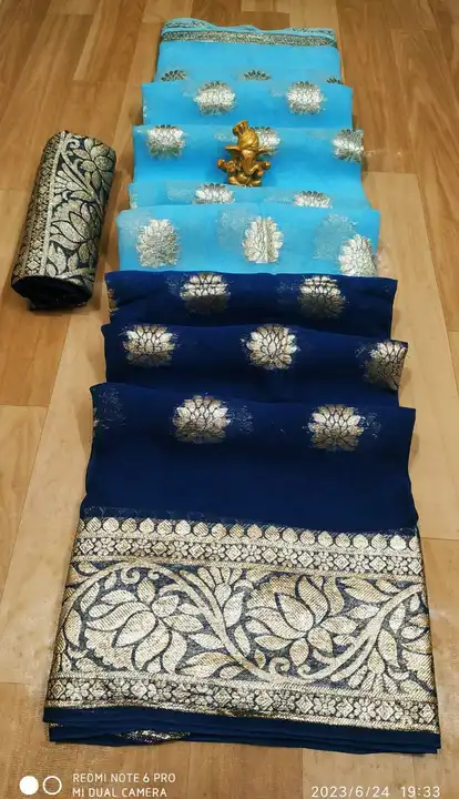New launched💥 this summer season special 💠💠💠  Jorjat 2 dai flowers Zari Saree⚡

✨Pyore  Jorjat F uploaded by Gotapatti manufacturer on 6/25/2023