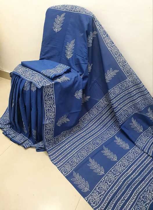 Printed cotton saree uploaded by business on 3/15/2021