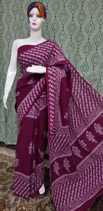Cotton malmal saree with blouse  uploaded by Nisha Handicrafts on 6/25/2023