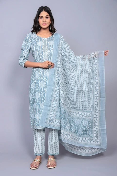 Cotton kurti pant sets uploaded by business on 6/25/2023