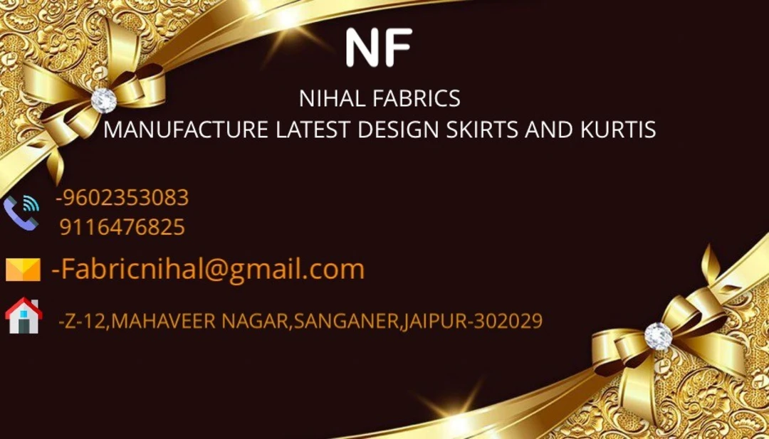 Visiting card store images of NIHAL FABRICS