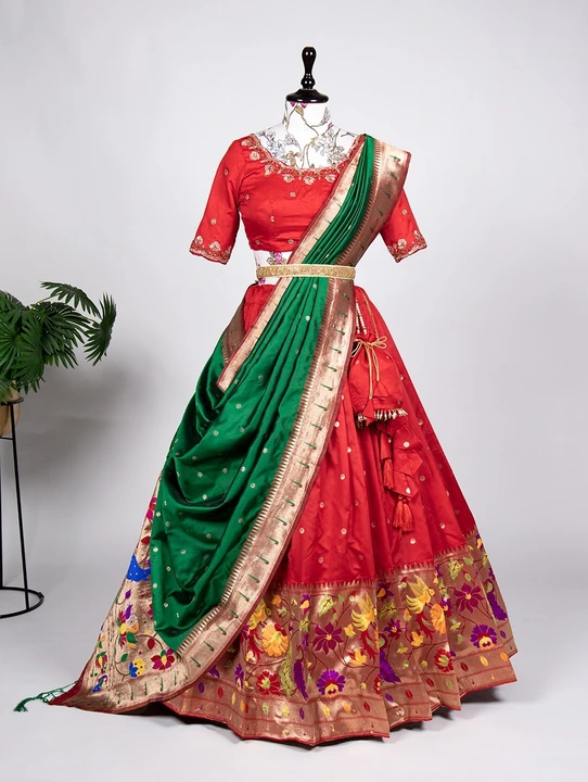 Post image *Lehenga(Stitched)*
Lehenga Fabric : Semi Soft Silk
Lehenga work : Weaving Zari Work 
Waist : SUPPORTED UP TO 42
Length : 41
Flair : 3.50 Meter
Stitching : Stitched With Canvas and Can Can 
Lehenga Closer : Drawstring with Handmade Tassels
Inner : Micro Cotton 

*Blouse(Unstitched)*
Blouse Fabric : Semi Brocade
Blouse Work : Handwork
Blouse Length : 1 Meter 

*Dupatta*
Dupatta Fabric : Semi Soft Silk
Dupatta Work : Thread Weaving Work and Both side Tassels
Dupatta Length : 2.5 Meter

*Purse (Batwa Style)*
Purse Fabric : Jacquard Silk
Purse Work : Weaving Work With Pearl lace border

*Package Contain* : Lehenga, Blouse, Dupatta, Batwa, Drawstring, Tassels

Weight : 1.450 kg

*Rs.2850+Shipping* *2 kg shipping*