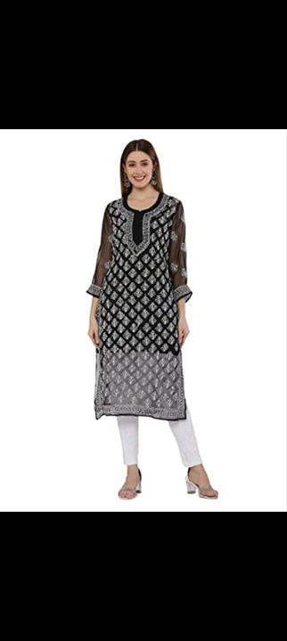 Georgette Kurti With Fine Handmade Embroidery  uploaded by Lucknowi_Nizami_Fashion on 6/25/2023