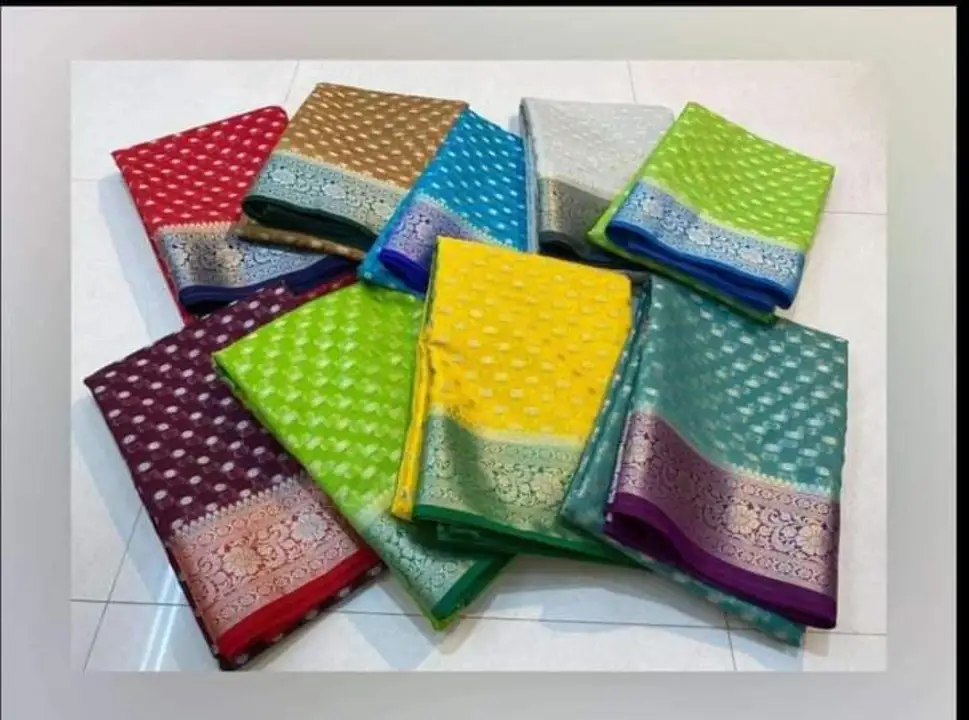 Banarasi dayble semi gorjatt soft silk sarees heavy quality soft fabric fancy dizain  uploaded by business on 6/25/2023