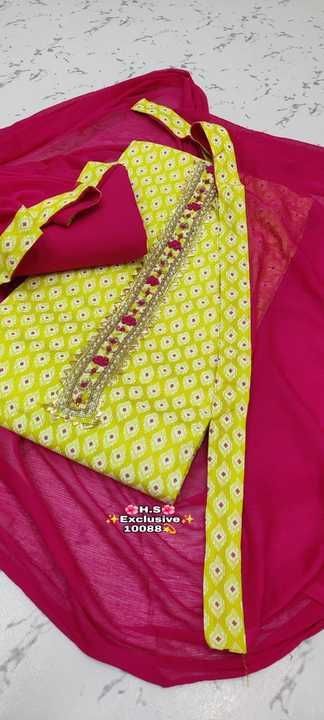 Cotton suit with chiffon dupatta uploaded by Punjabiipatola on 3/15/2021