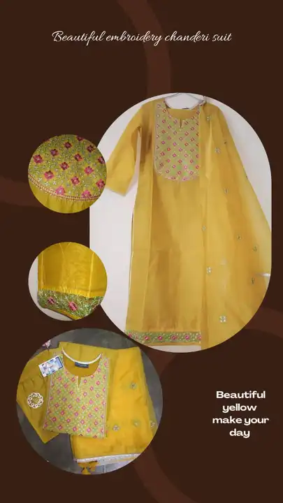 Special for haldis (weeding )(yellow chanderi suits) uploaded by Mannatt creation on 6/26/2023