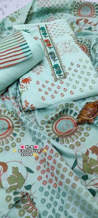 Cambric cotton suit with chiffon dupatta uploaded by Punjabiipatola on 3/15/2021