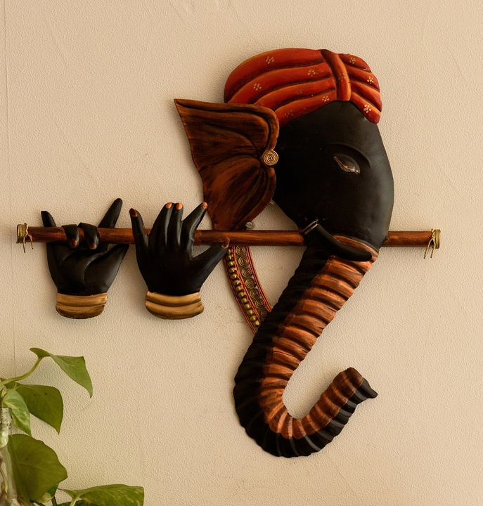 ☺️Wrought Iron Bansuri Ganesha Wall Hanging (Orange, Black, Brown)
 uploaded by Home decor on 6/26/2023