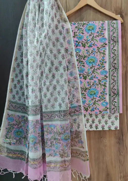 Hand block printed cotton kota suit set  uploaded by Tarun textiles on 6/26/2023