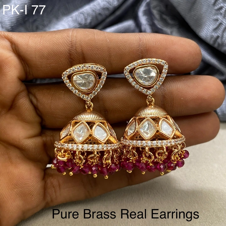 Pure brass real Kundan earrings  uploaded by Sb designs on 6/26/2023
