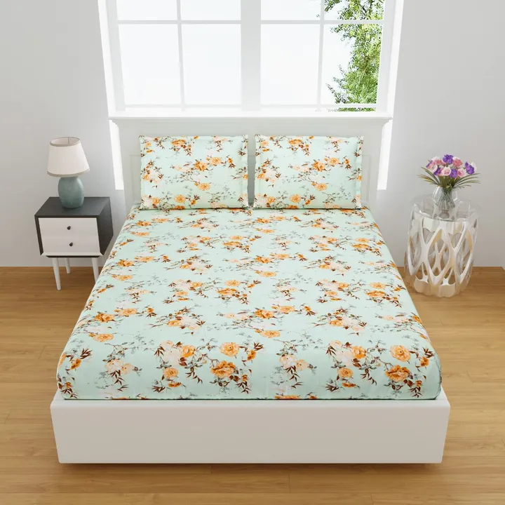 King size 108×108 , pure cotton bedsheets with 2 pillow covers 18×28 inch , soothing colour to eyes  uploaded by Gayatri wholesale traders on 6/26/2023