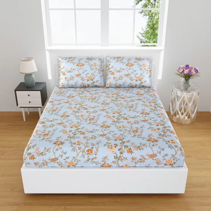 King size 108×108 , pure cotton bedsheets with 2 pillow covers 18×28 inch , soothing colour to eyes  uploaded by Gayatri wholesale traders on 6/26/2023