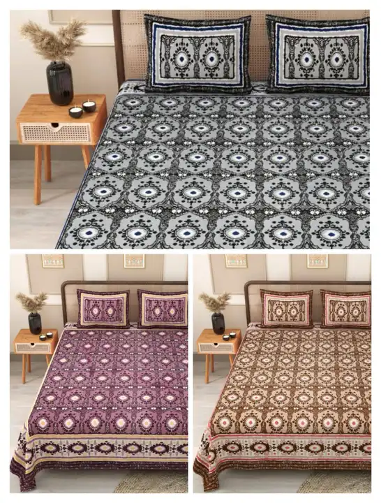 Phulkari cotton bedsheets for everyday purpose, pure  cotton+ premium feel size 90×108  uploaded by Gayatri wholesale traders on 6/26/2023