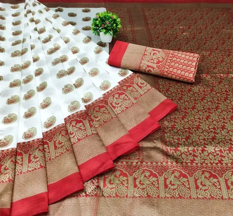 Cotton silk printed saree with blouse piece  uploaded by Omasmmart on 6/26/2023