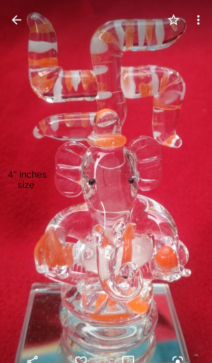 4" glass decorative Ganesh ji murtiin manufacturing pieces minimum order 100 pieces  uploaded by Glass decorative items and all types glass itoms on 6/26/2023