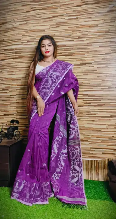 Handloom pure cotton jamdani saree uploaded by Santipur saree on 6/26/2023