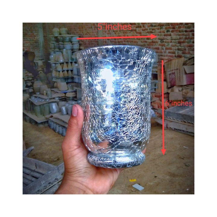 5/6inches Glass silver codeed tligh holder in manufacturing price minimum order 50 pieces  uploaded by Glass decorative items and all types glass itoms on 6/26/2023