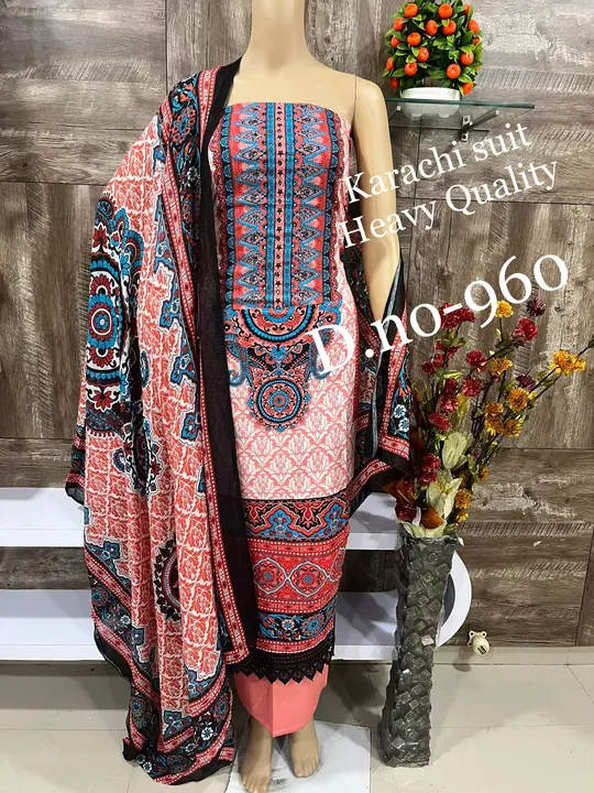 Karachi suit in cotton  uploaded by Heena fashion house on 6/26/2023