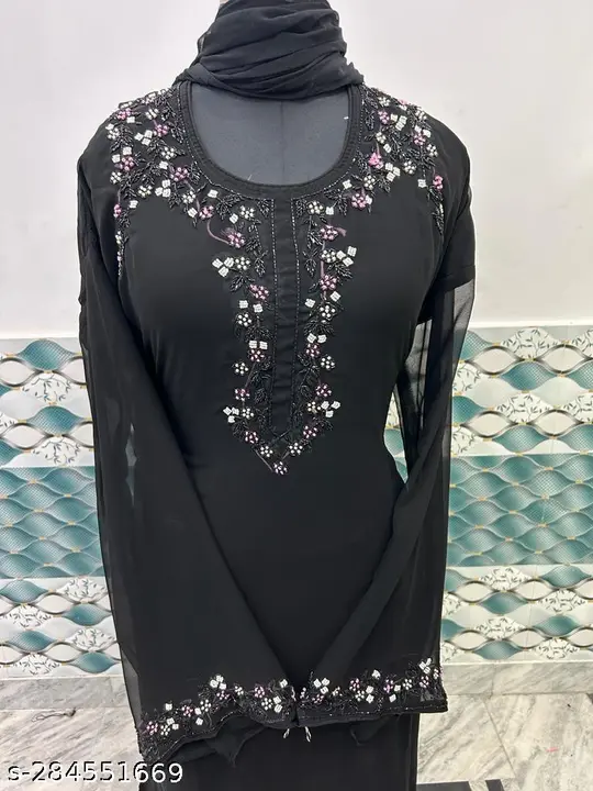 Hand work ladies suits with Salwar And Dupatta Inner Attached uploaded by business on 6/27/2023