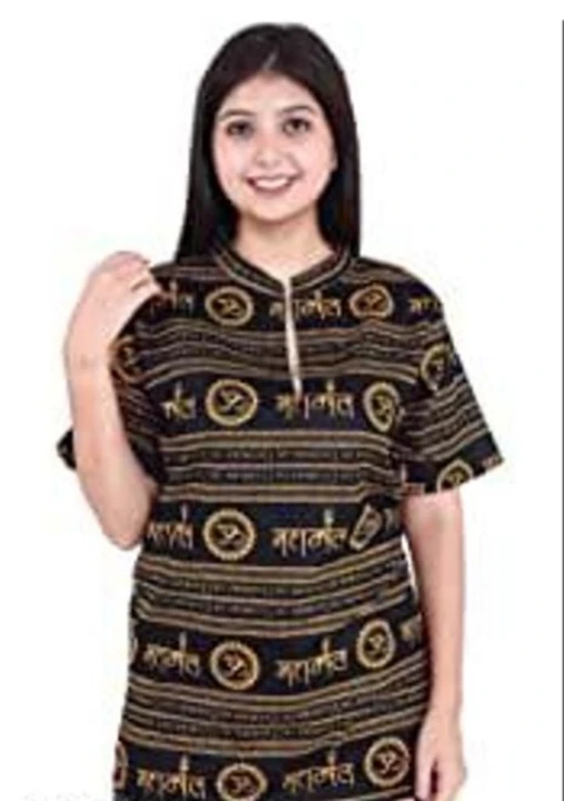 MAHAKAAL SHORT KURTA for women and men's Wear cotton fabric sizes L XL XXL  uploaded by SAI KRIPA GARMENTS on 6/27/2023