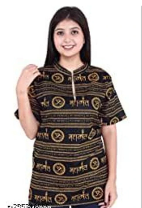 MAHAKAAL SHORT KURTA for women and men's Wear cotton fabric sizes L XL XXL  uploaded by SAI KRIPA GARMENTS /9630647009 on 6/27/2023