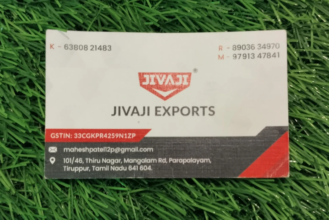Visiting card store images of Jivaji export
