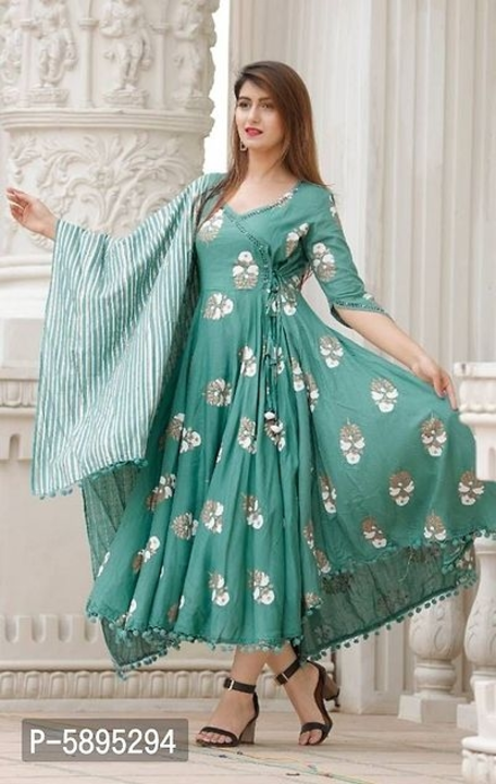 Trendy Rayon Anarkali Printed Long Gown With Dupatta
 uploaded by I. R. FASHION on 6/27/2023
