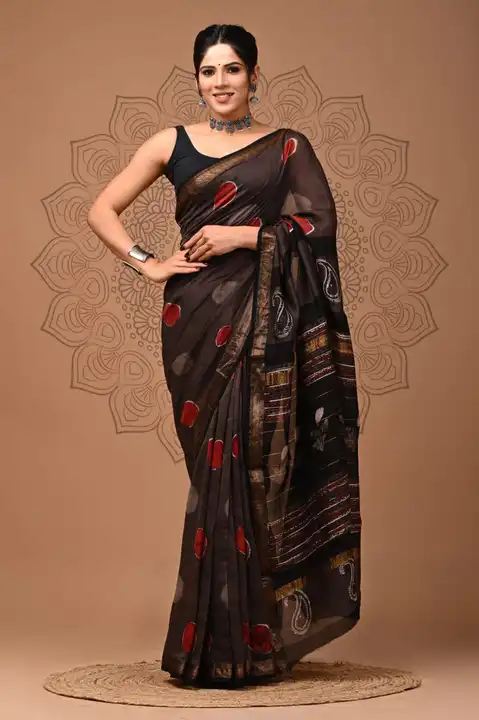 Hand block printed Maheshwari silk saree  uploaded by Tarun textiles on 6/27/2023