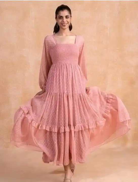Women Maxi Length Smocked Chiffon Dress uploaded by Bitsy Owl on 6/27/2023